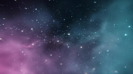Cosmic Voyage: Flying Through a Breathtaking Nebula of Purple and Blue Gas Clouds - Powered by Adobe