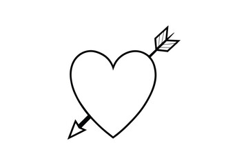 A heart pierced by an arrow in a simple line drawing style