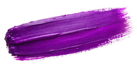 Deep Violet Paint Brush Stroke with Textured Bristle Marks purple amethyst isolated on a transparent background