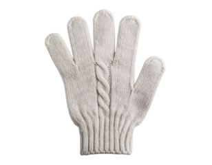 Single Wool Glove with Cable Knit Pattern, Close-Up, Isolated on Transparent Background