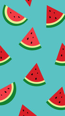flat design seamless watermelon summer pattern