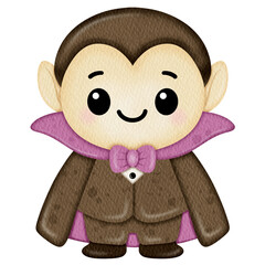 Cute watercolor Halloween Dracula.