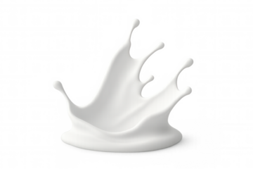 Creamy milk crown splattering dynamically, forming high-contrast splash pattern perfect for beverage marketing visuals