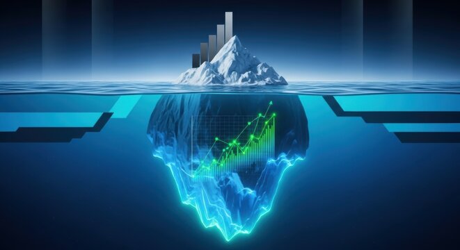 Uncover Hidden Business Growth: Iceberg Metaphor for Financial Strategy and Chart Analysis.