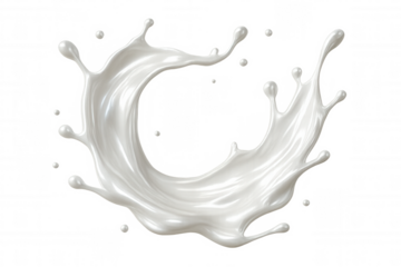 White milk splashing and forming a circle, isolated on transparent background, ideal for food and beverage advertising