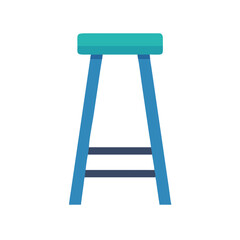 Isolated simple modern bar stool with a turquoise seat and blue legs