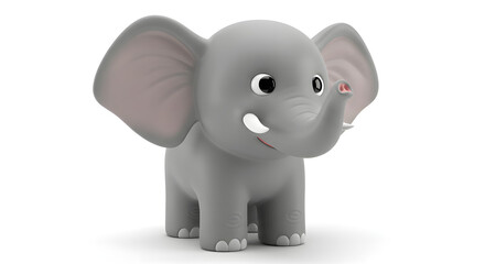 Charming 3D Rendering of a Playful Elephant A Delightful Cartoon Character with a Whimsical Presence, Perfect for Child-Friendly Projects and Designs