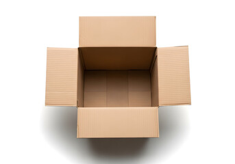 Open Cardboard Box on White Background – Minimalist Packaging Concept
