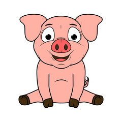 Cute Pig Animal Cartoon Illustration
