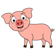 Cute Pig Animal Cartoon Illustration