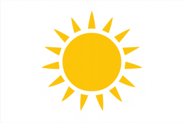 Yellow sun shining with transparent background for summer designs