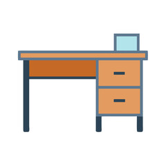 Graphic Illustration of a Desk with Drawers and a Minimalist Style