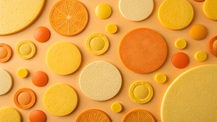 Colorful yellow and red pills background.