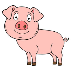 Cute Pig Animal Cartoon Illustration