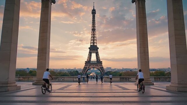 Sightseeing bike tour in Paris.