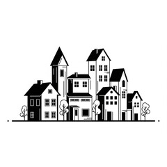 Fototapeta premium black and white image of houses