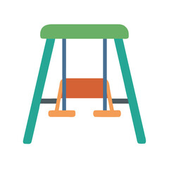Stylized Swing Set Illustration in Minimalist Flat Design on Black Background