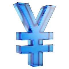 Obraz premium 3D Render of Blue Glass Yen Symbol, Japanese Currency, Transparent Money Icon, Finance Graphic, Investment Sign, Blue Glass Design, Economic Element