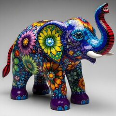 Vibrant Floral Elephant Sculpture A Celebration of Color and Artistry Whimsical and Eye Catching