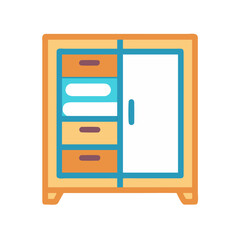 Stylized wardrobe illustration in flat design with neutral color palette