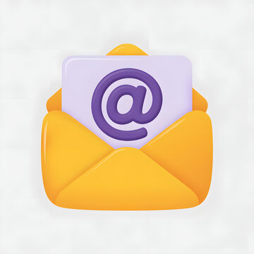 3D illustration of an open envelope with an email symbol inside suitable for communication or marketing concepts