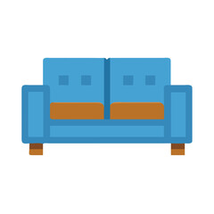 Two-seater sofa graphic illustration on black background providing contemporary furniture style