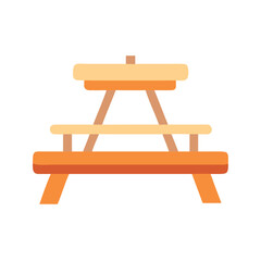 Isolated cartoon picnic table on black background representing outdoor dining and leisure