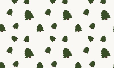 Seamless Pattern of Cute Green Pine Trees Cartoon Forest Christmas Design