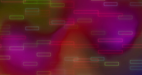 Displaying neon rectangle outlines floating in abstract digital artwork, with multicolor gradient