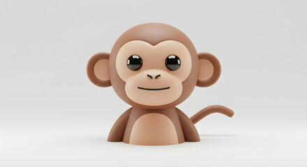 Obraz premium Cute Cartoon Monkey Illustration A Charming 3D Render of a Playful Primate, Perfect for Children's Content and Fun Projects. Cartoon monkey is smiling