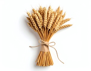 A bouquet of golden wheat stalks tied together.