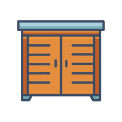Isolated illustration of a shed with double doors on a black background