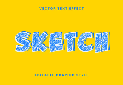Blue And Yellow Scribbled Font Handdrawn Sketch Text Effect