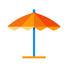 Colorful beach umbrella icon on black background for summer vacation themes
