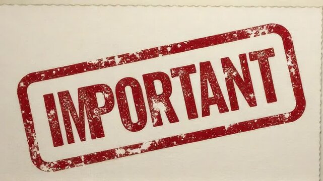 A bold red imprint saying 'important' on a clean white surface, great for highlighting key points or conveying urgency