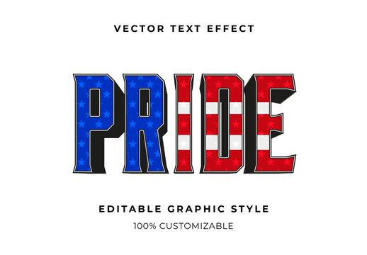 Blue And Red USA Font Patriotic Outlined Blocky Text Effect