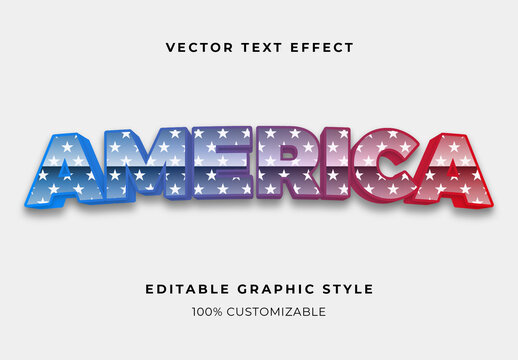 Blue And Red USA Font Gradient Patriotic Rounded 3D Text Effect