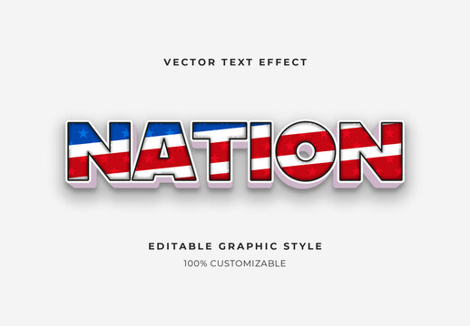 Blue And Red USA Font Glossy Bold Outlined 3D Text Effect