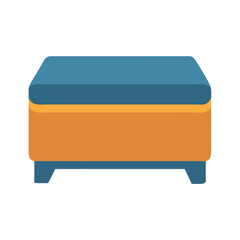 Minimalist Low Ottoman Stool in Blue and Orange Against Black Background