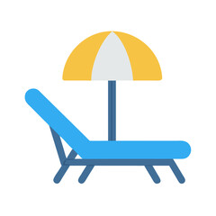 Vector illustration of a beach chair and umbrella in flat style design