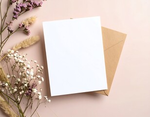 Minimalist stationery with dried flowers.