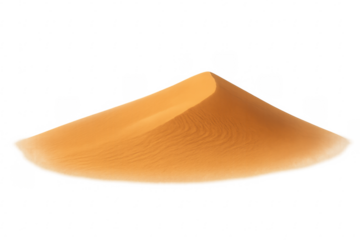 Realistic sand dune rising from transparent background