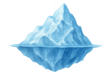 Watercolor iceberg floating with transparent background