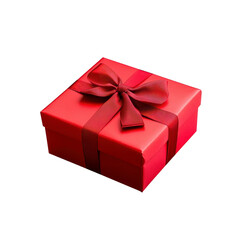 Fototapeta premium Vibrant red gift box adorned with matching ribbon, perfect for celebrations and special occasions. This beautifully wrapped present evokes feelings of joy and anticipation