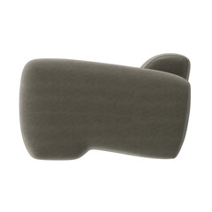 Modern Sculptural Upholstered Armchair, Dark Gray Fabric, Legless Design, Side View 3D Render