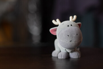 Cute Plush Moose Toy on Dark Background