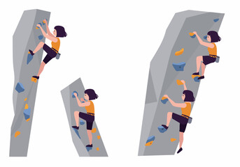 Female Athlete Practicing Bouldering and Rock Climbing on an Indoor Wall © Nafa Project