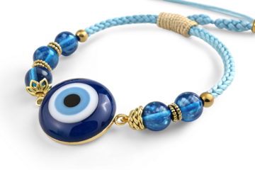 Light blue tones Rakshabandhan evil eye Rakhi on white or transparent background