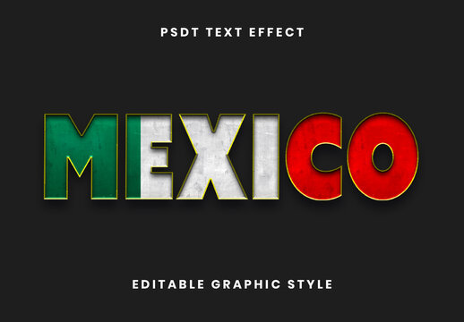 Green Red And White Mexico Font Flag Emblem Bold Patriotic Text Effect