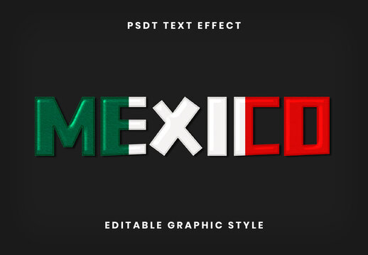 Green White Red Mexico Font Flag 3D Bold Text Effect